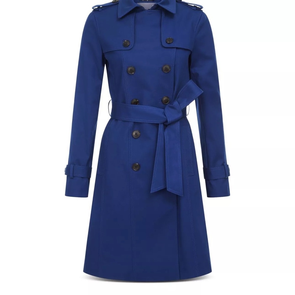 Hobbs London Saskia Trench Coat Size 10 UK/6 USA double breast Cobalt